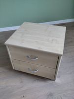 Nachttisch mit 2 Schubladen – helle Holzoptik – 45x40x40 cm