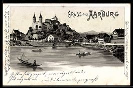 Lithographie Aarburg, Ortsansicht