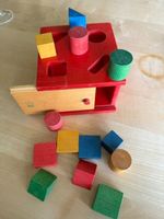 Holz Sortierspiel Kasten mit Bauklötzen gut erhalten