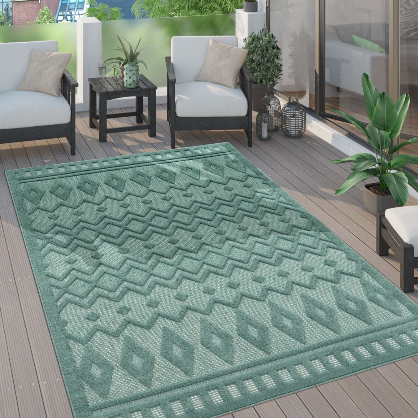 Teppiche: In & Outdoor Teppich 3D Effekt Boho Ethno 160x230 – Neu und originalverpackt aus Bern von Miraitrading