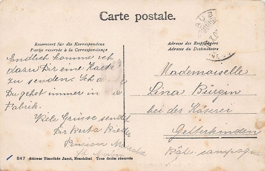 Cartoline postali: Château de Vaumarcus, animée, circulée 1908 – Usato da Frauenfeld venduto da POML 1