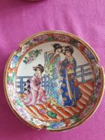 Vintage Aschenbecher Japan Porzellan –Geisha Motiv Golddekor