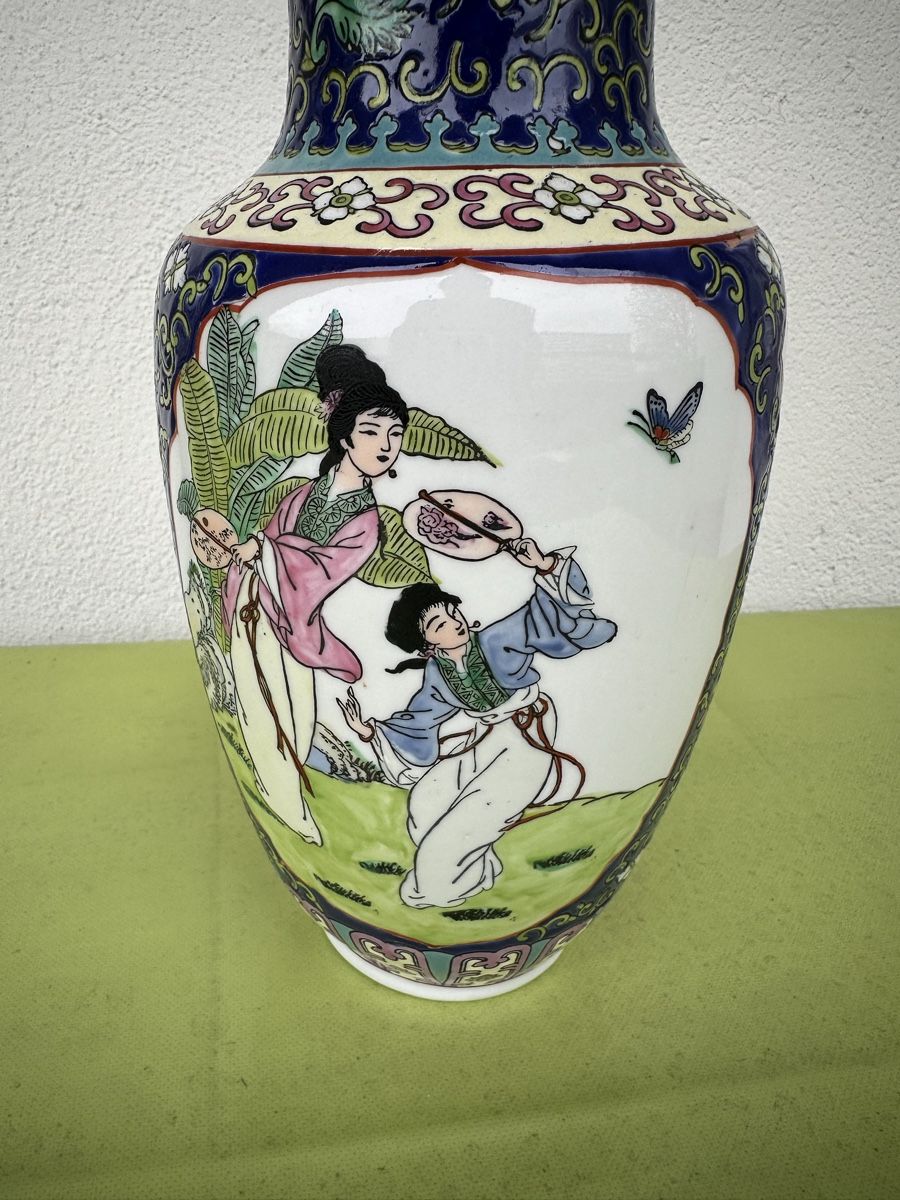 Vasen & Gefässe: Vase chinois peint à la main 33cm haut. – Gebraucht aus Lausanne von artnouveau04 2