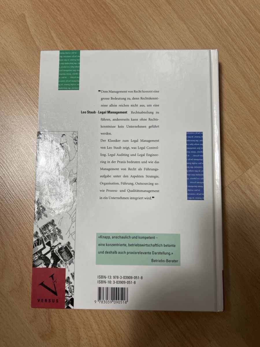 Libri: Legal Management - Leo Staub – Nuovo (secondo la descrizione) da Tuggen venduto da Tantas 1