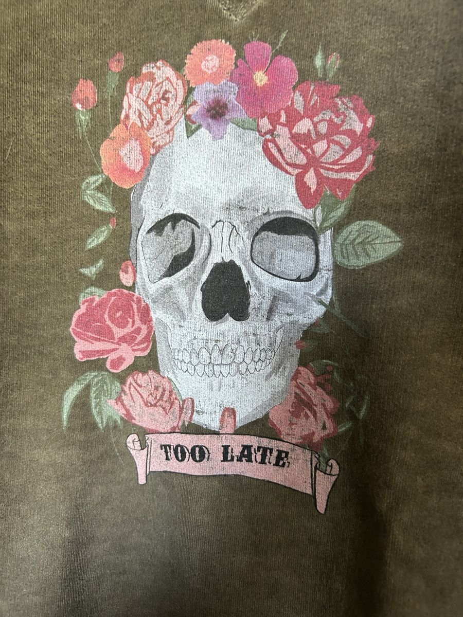 T-shirt: Cooler Pulli "Too Late" Skull Print Gr. S – Usato da Hausen am Albis venduto da Speedfritz123 1