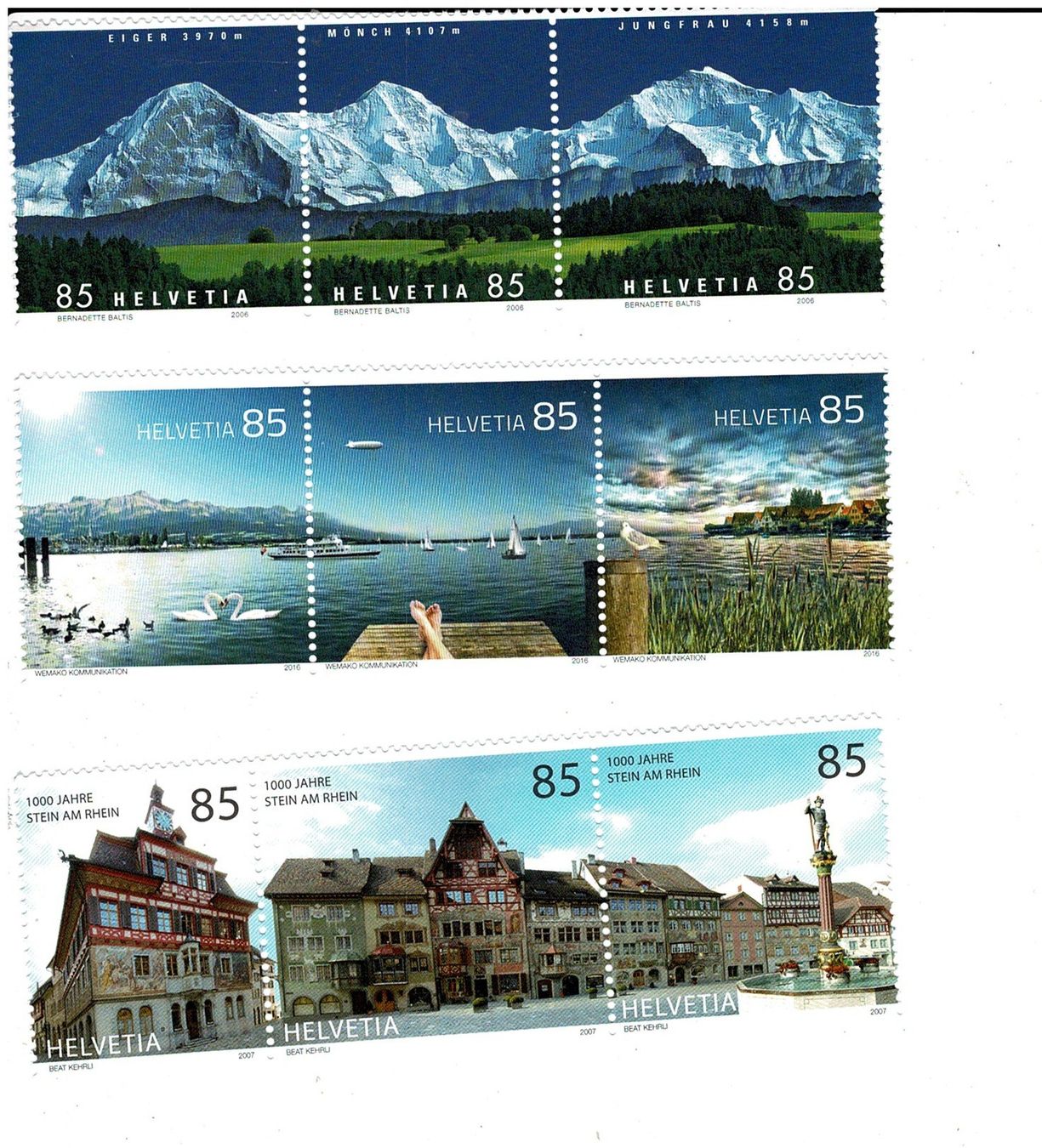 Alle Briefmarken: See / Berge / Stein am Rhein 3 KB ** – Neu (gemäss Beschreibung) aus Lausanne von Whorvath