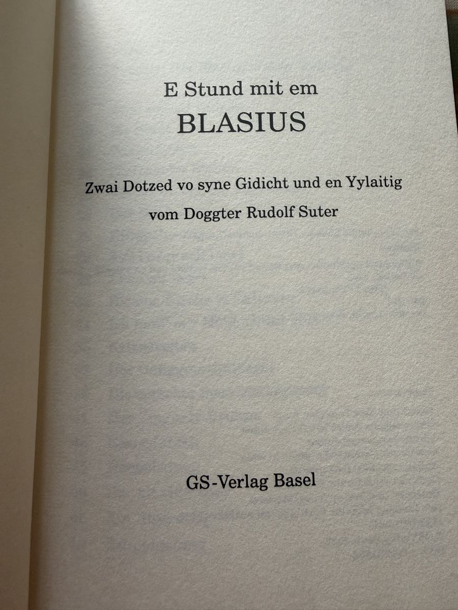 Libri: Buch E Stund mit em Blasius GS-Verlag Basel 1993 – Usato da Basel venduto da Cora3 2