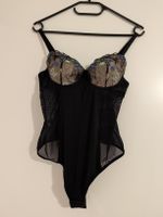 Damen Body schwarz mit Stickerei 