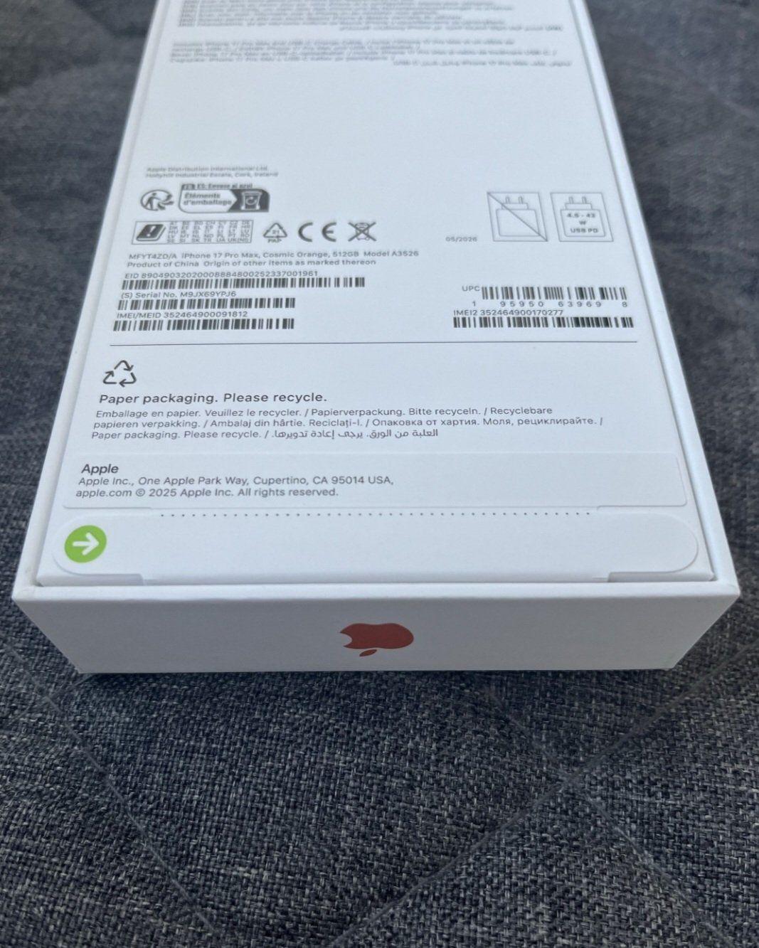 Apple Telefoni cellulari / Smartphones: IPHONE 17 PRO MAX 512GB COSMIC ORANGE NEUE – Nuovo e nell'imballaggio originale da Port venduto da hei_7gny 4