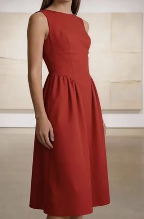 Vestito rosso elegante,estivo M/L-nuovo-lino con viscosa