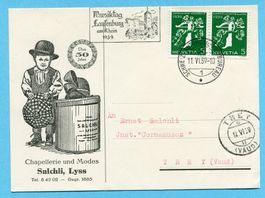 Postkarte Musiktag Laufenburg 1939 mit Zusammendruck Z25f