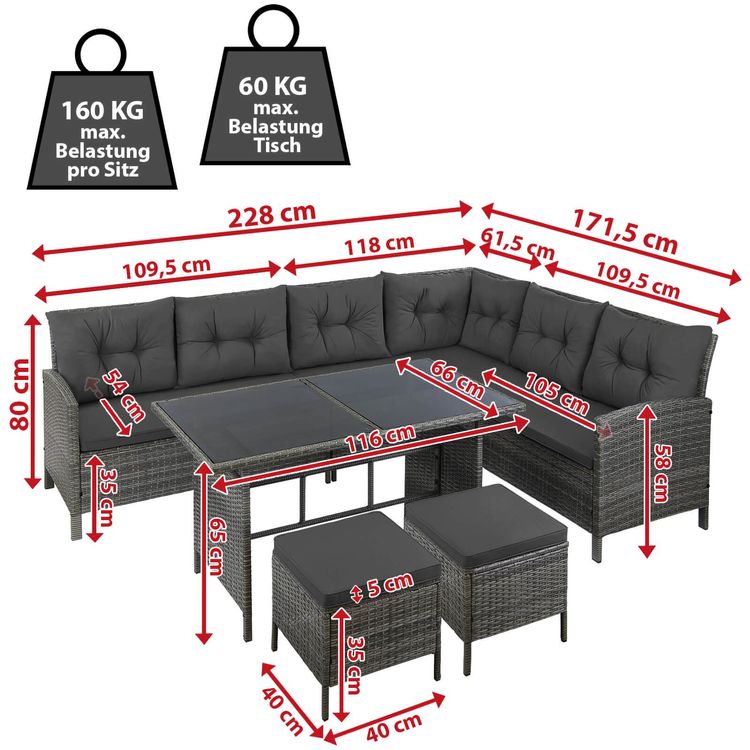 Tischset: Rattan Sitzgruppe Gartenlounge MALI - Grau/Rot – Neu und originalverpackt aus Wallenwil von toesstal-vertrieb 7