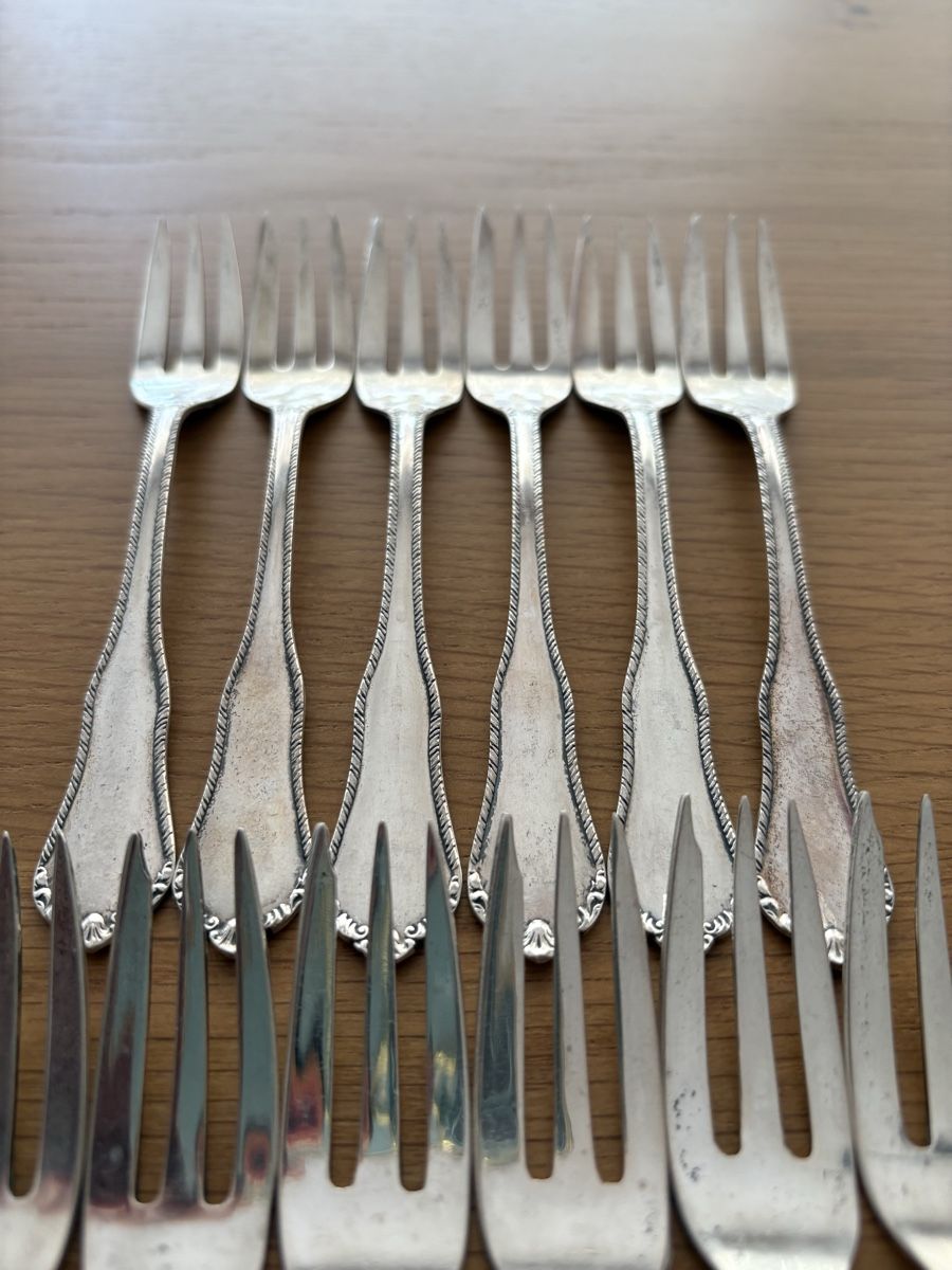 Forchette: 12 forchette antiche Argento 800 con decorazione – Usato da S. Antonino venduto da LIKA91 6
