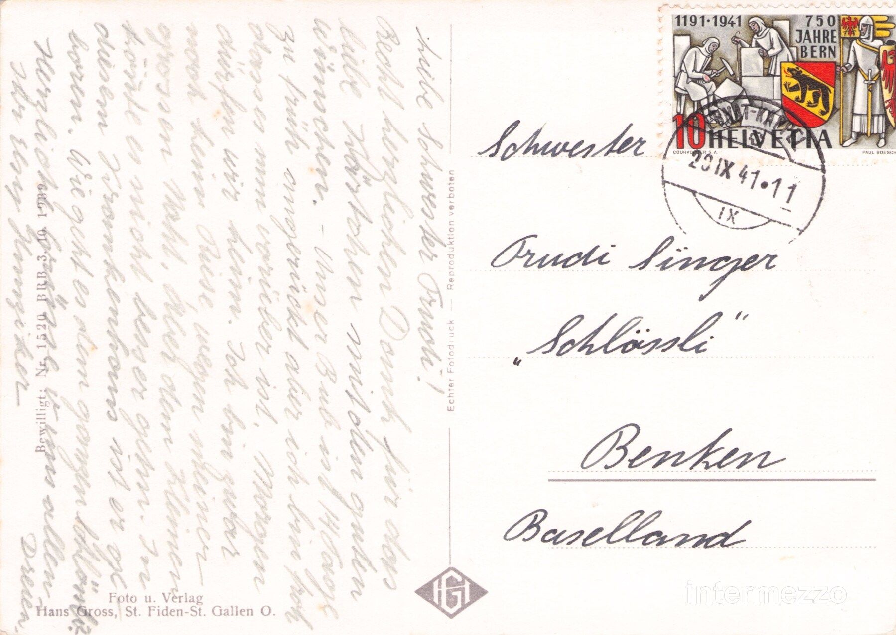 Cartoline postali: Wattwil SG // 1941 Krankenhaus // Sommer – Usato da Basel venduto da intermezzo12 1