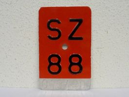 SZ 88 VELONUMMER - FAHRRADSCHILD