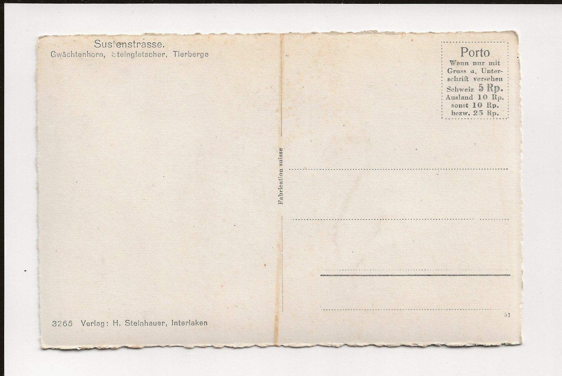 Cartoline postali: AK ca.1950 Sustenstrasse, Steingletscher,Tierberge – Usato da Greifensee venduto da 315WDO 1