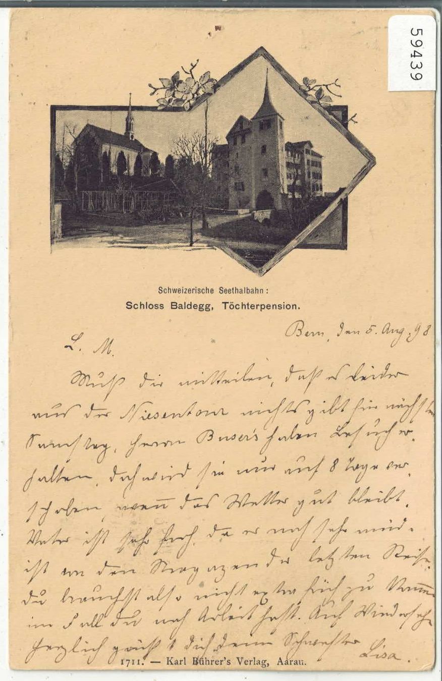 Ansichtskarten: Schloss Baldegg - Töchterpension 1898 – Gebraucht aus Ettingen von Kartenplanet