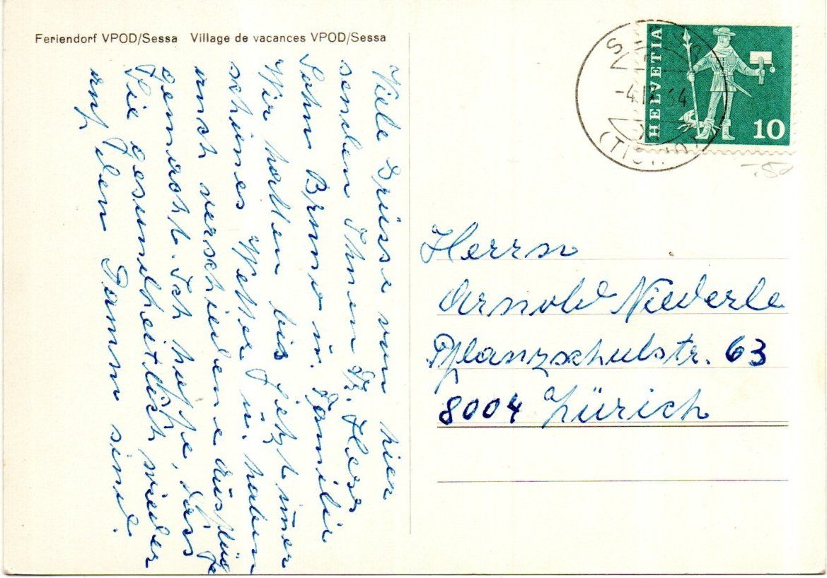 Ansichtskarten: AK FERIENDORF VPOD SESSA 1964 – Gebraucht aus Greifensee von scharmant 1