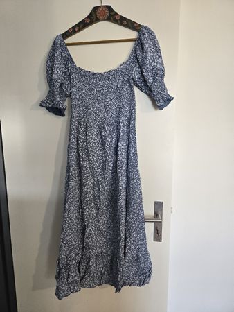 Sommerliches Vintage Maxikleid mit Blumenmuster, Grösse 42