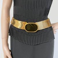 Gürtel gold mit Schuppen 75-85 schwarze Schnalle VINTAGE 80s