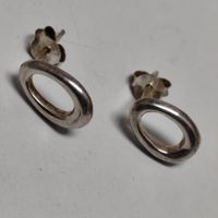 Vintage Silver silber Stud Earrings Boucles d'Oreilles #A3