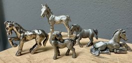 5 kleine Zinn Figuren Tiere Zinnfigur Setzkasten Pferd Figur