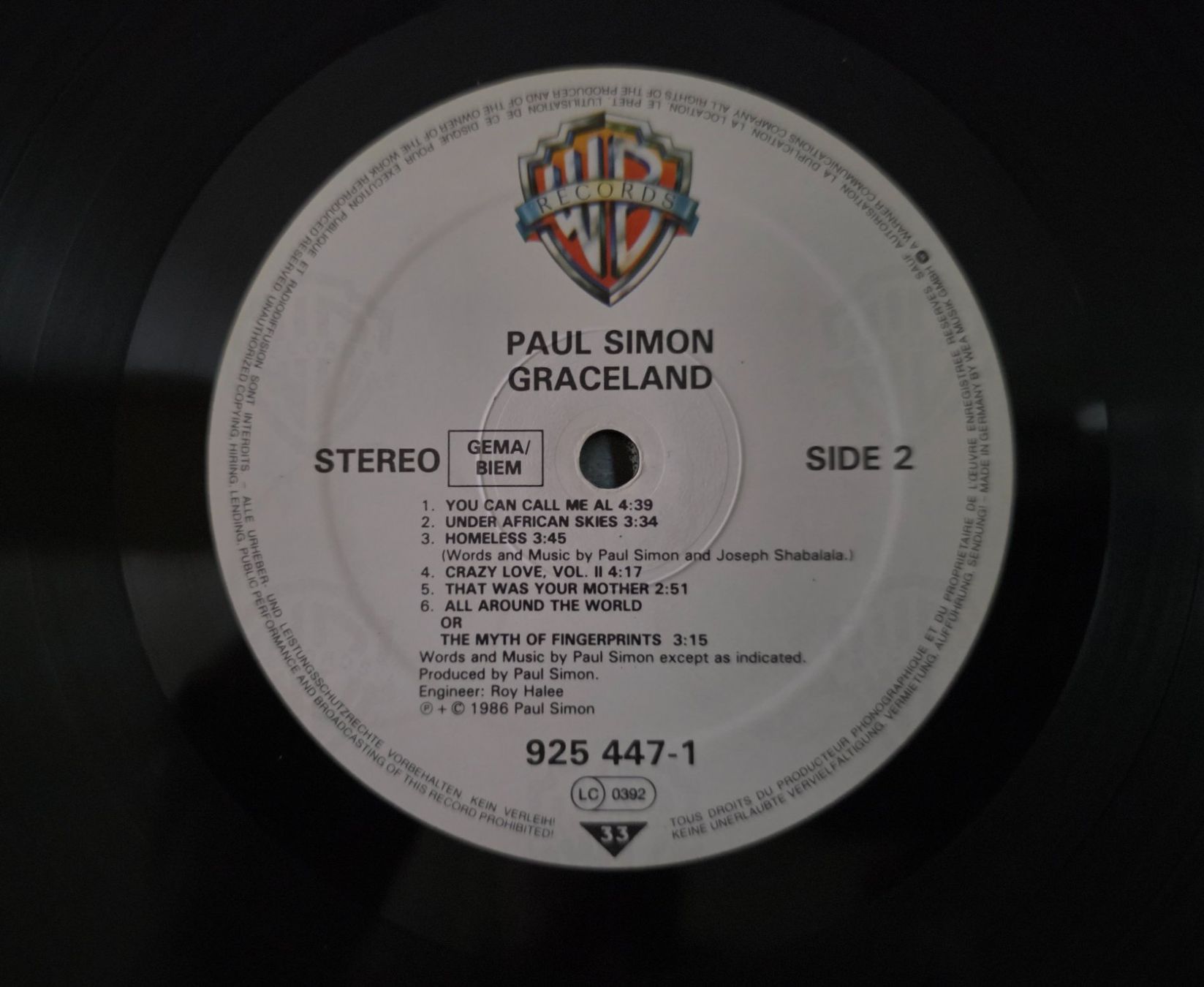 Dischi in vinile: Paul Simon LP – Graceland – Usato da Root venduto da atelier22 2