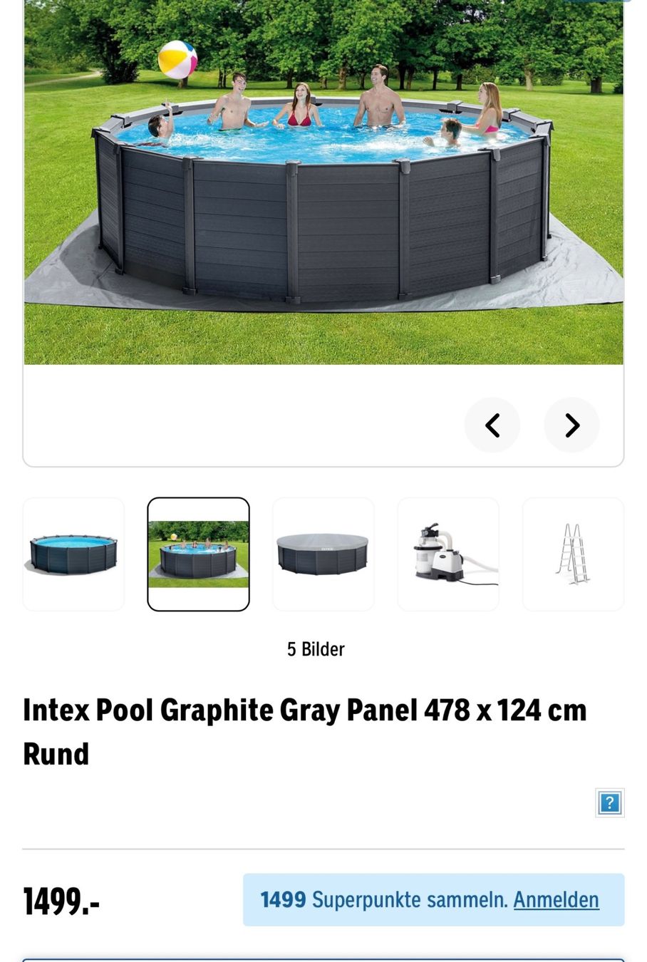 Intex Piscines: Intex Pool Graphite Gray Panel 478 x 124 cm Rund – Neuf avec emballage d'origine à Oberentfelden par Tamtam7979 4