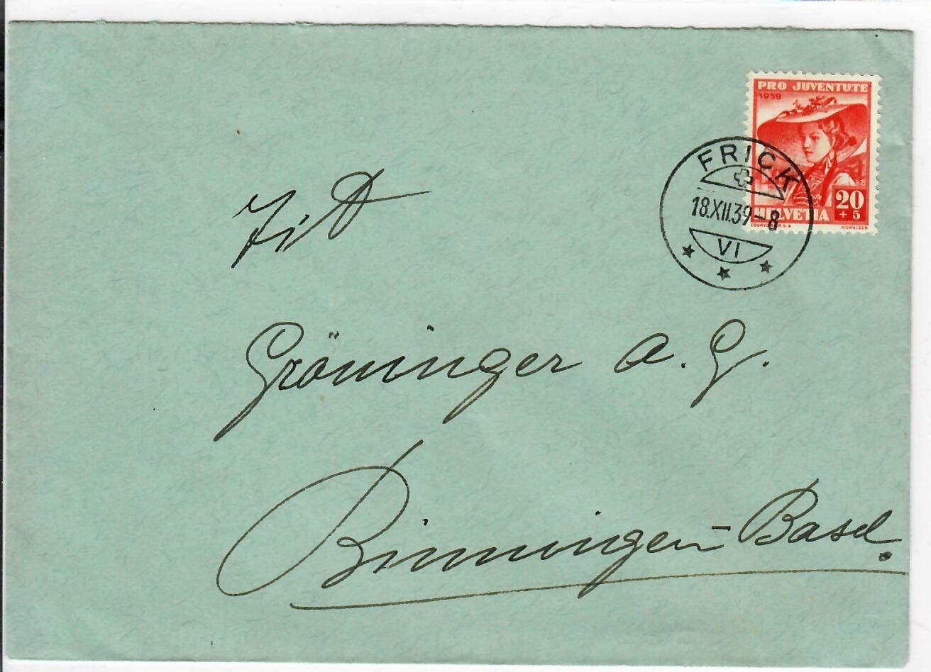 Alle Briefmarken: Brief, Frick - Binningen 1939 – Gebraucht aus Hochdorf von Ziegel-16
