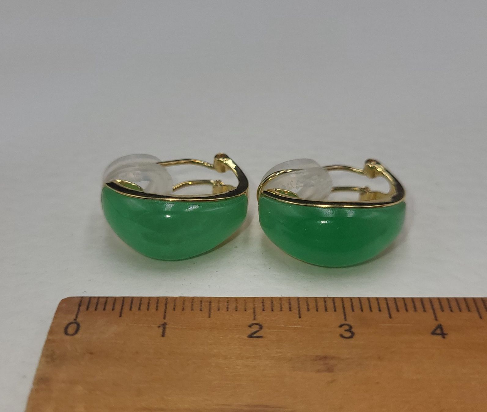 Orecchini pendenti & Orecchini a lobo: Gold 585 Ohrclips Mit Jade – Usato da Wald ZH venduto da Dasilver 2