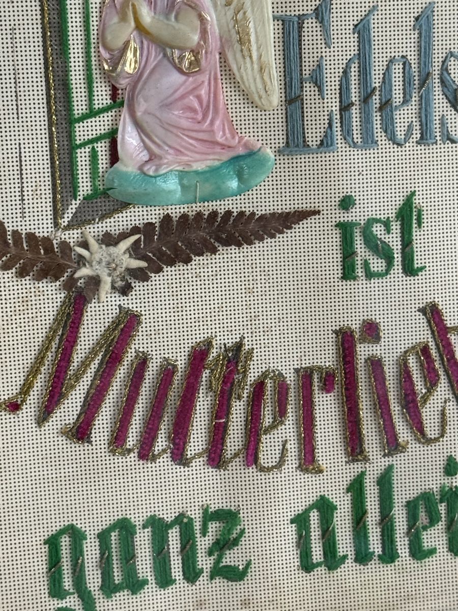 Foto & Immagini: Antikes gesticktes Sinnspruch Bild Mutterliebe Engel – Usato da Konolfingen venduto da petzipetz 2