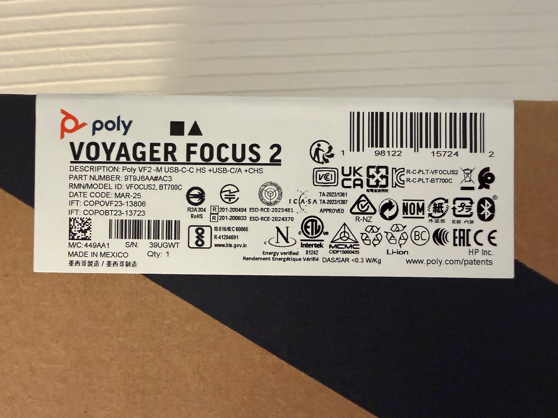 Cuffie: Poly Voyager Focus 2 - Bluetooth-Stereo-Headset - Neu – Nuovo e nell'imballaggio originale da Baden venduto da Polvere 4