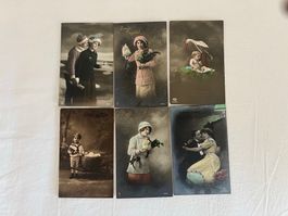 Alte Postkarten Set 6 Stueck Neujahr Gruesse