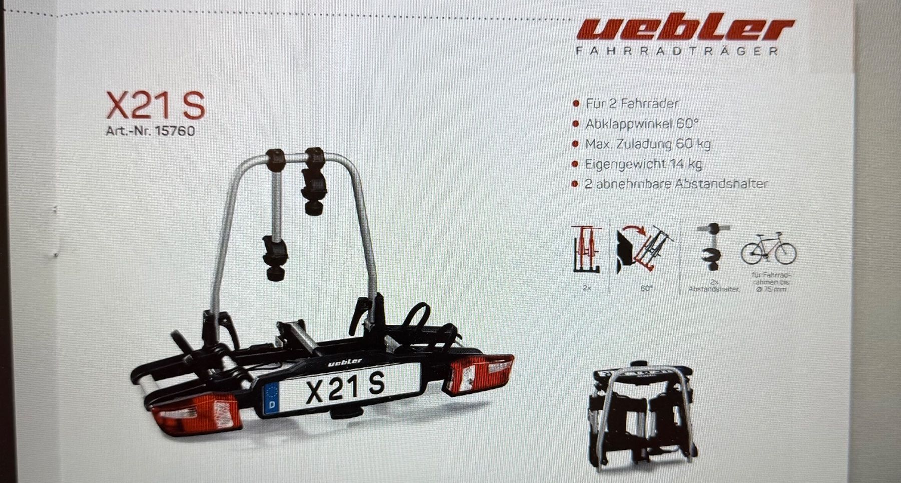 Biciclette: Heckfahrradträger Uebler X21 S – Nuovo (secondo la descrizione) da Düdingen venduto da egli62
