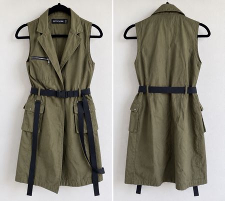 PrettyLittleThing Utility Kleid Khaki Gr. 34