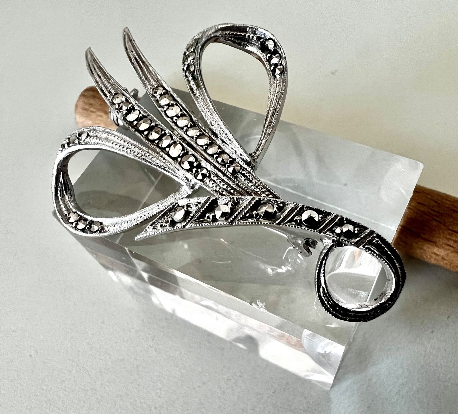 Spille & Fermagli: Antike Brosche Silber 800 mit Markasiten - Art Deco - 5.5cm – Usato da Ruswil venduto da artbyhand 1
