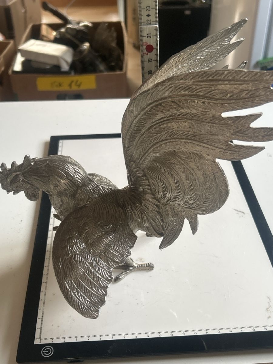 Statuette: Dekofigur Hahn Metall versilbert (I11) – Usato da Neuenhof venduto da bro_9zsg 5