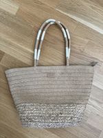 Strohtasche Henkeltasche Sommer Tasche Beige mit Streifen