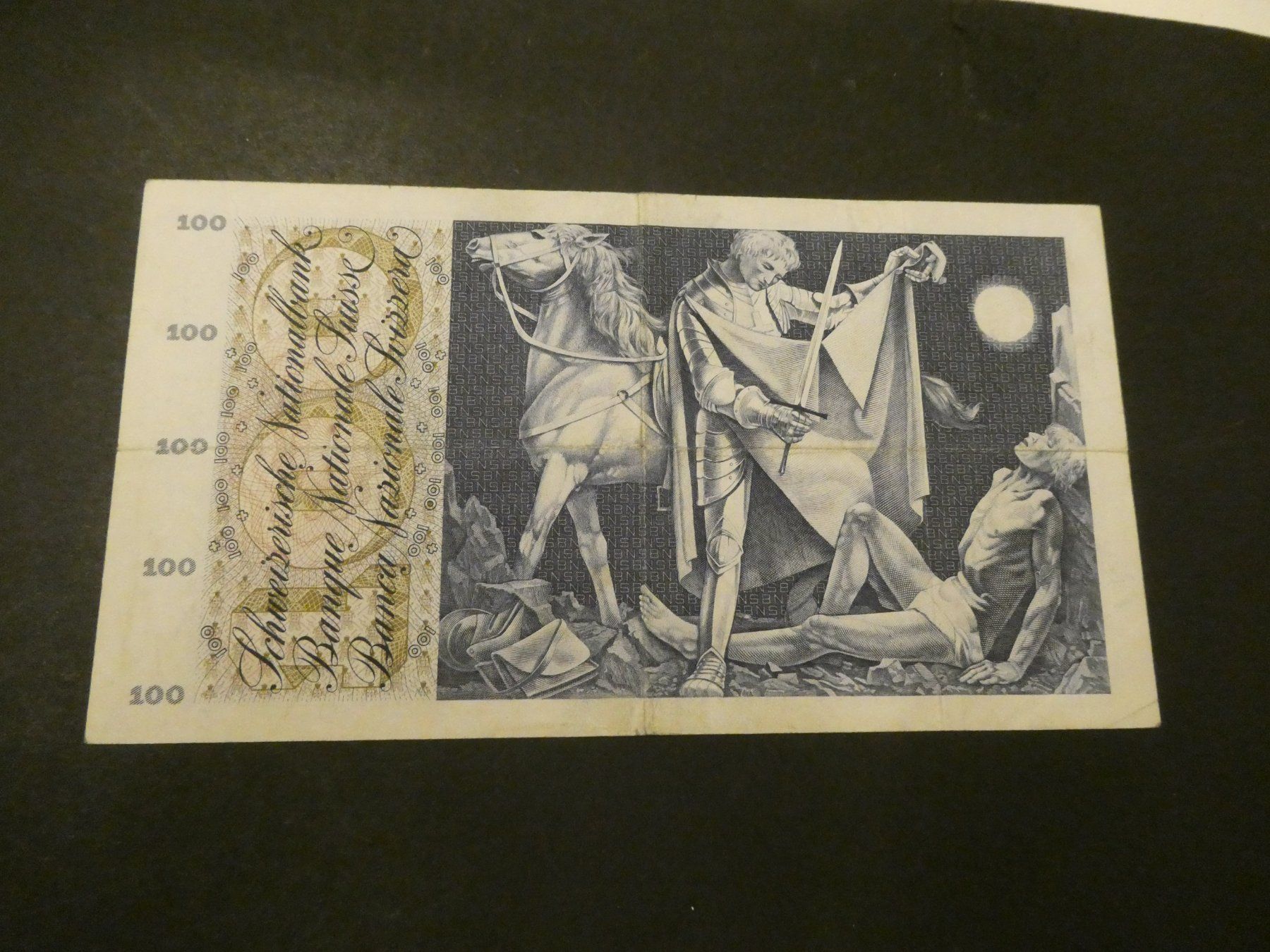 Banknoten: Schweiz 1970, 100 Franken – Gebraucht aus Hinterforst von Rohusri 1
