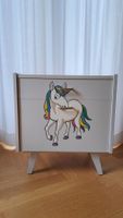 Nachttisch Kindermöbel Einhorn weiss mit Schublade