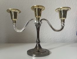 Elegant Three-Arm Candelabra, Gold & Silver Tones