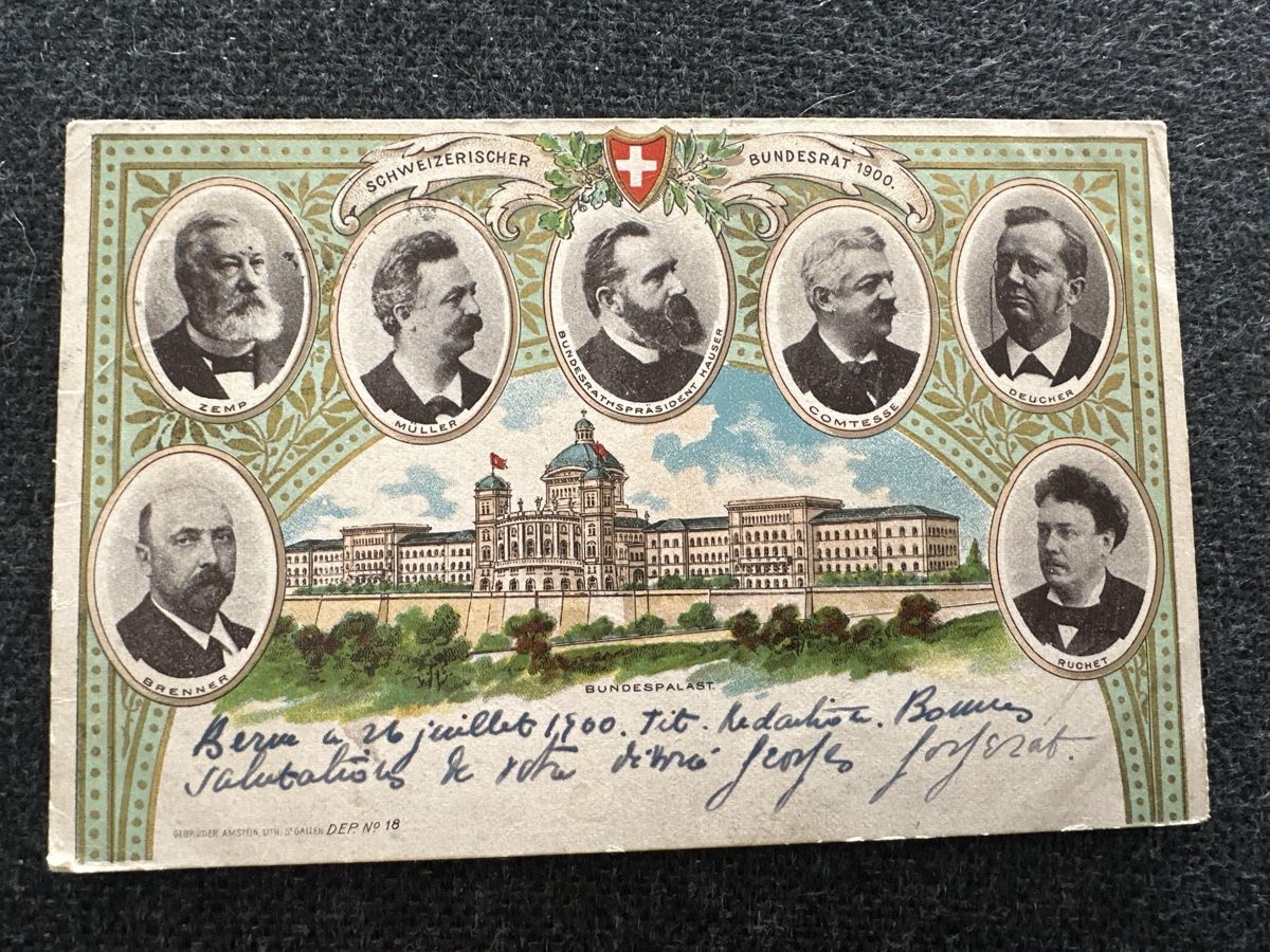 Cartoline postali: Bundesrat 1900 Litho Amstein – Usato da Wettingen venduto da OttoNeuerName