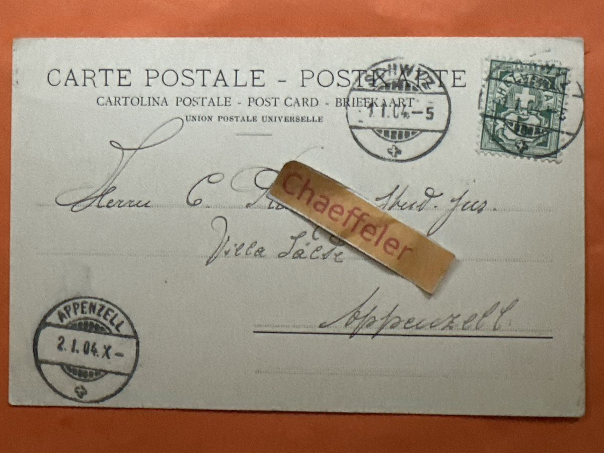 Cartoline postali: 1904 Schwyz "Itali Reding's Haus"  – Usato da Zürich venduto da Chaeffeler 1
