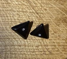 vintage Schwarze Dreieck Ohrclips mit Strass