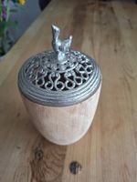 dekorative Potpourri - Dose,  Metalldeckel, Vogelfigur