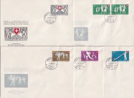 PP 1951 Komitee FDC, B51-B55, Sportdarstellungen, Kat: 225.-