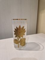 6 x Sonnenblumen Gläser Goldrand Vintage Sommer Getränke