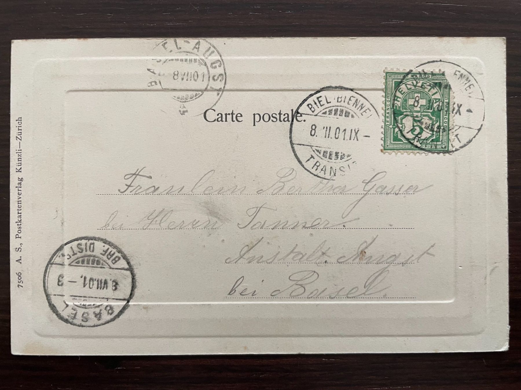 Cartoline postali: BIEL / BIENNE Technikum, Prägekarte, 1901 – Usato da Wald ZH venduto da TLILEF 1