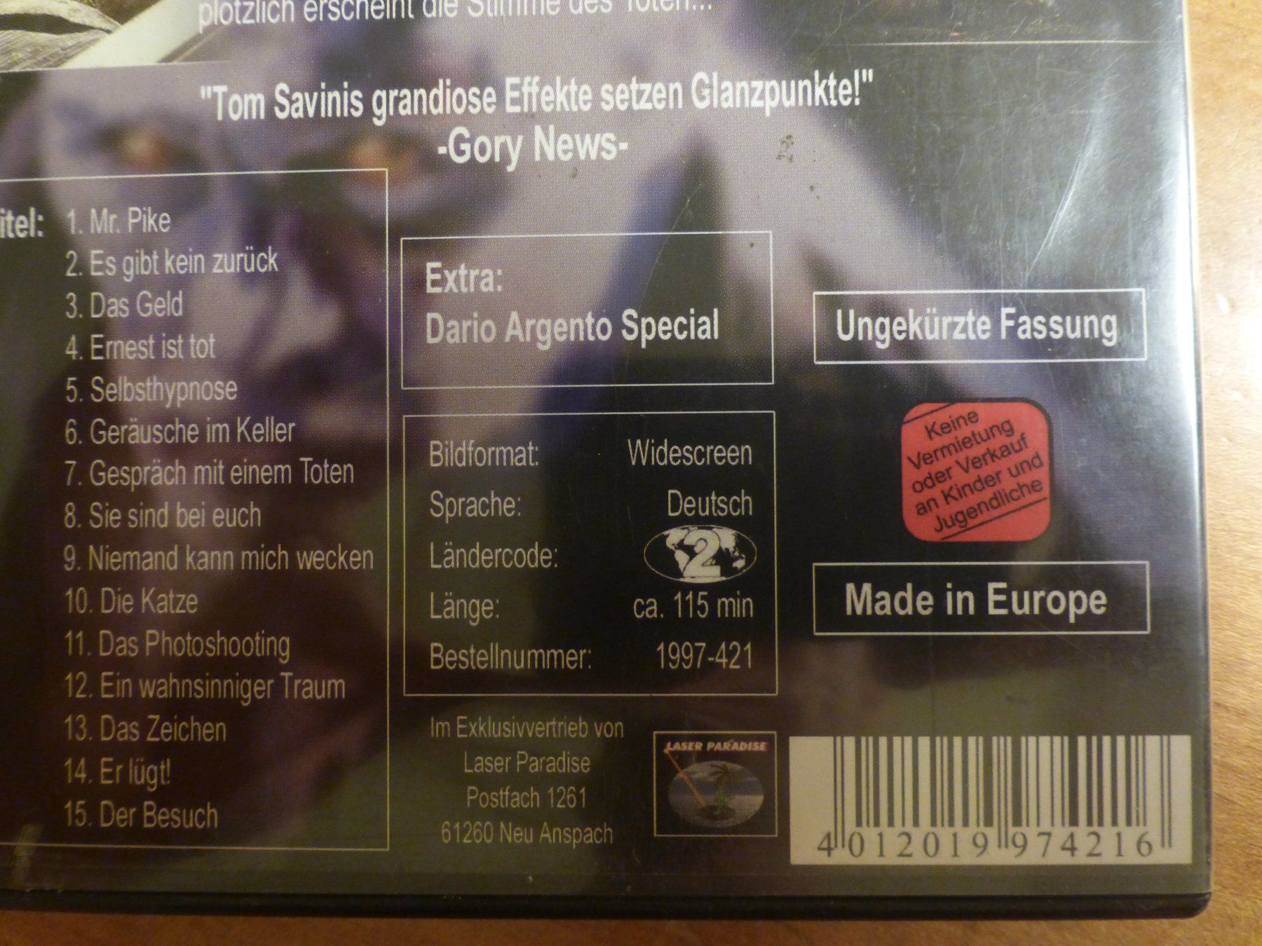 Tutti i DVDs: Two Evil Eyes Argento Romero Red Edition DVD – Usato da Zumikon venduto da psisound 4