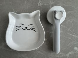 Katzen-Set Futternapf und Bürste - NEU!